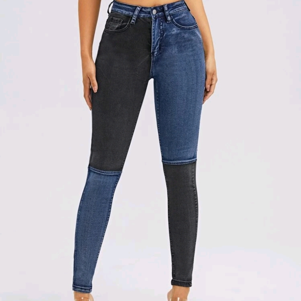 Color Block High Stretch Skinny Jeans